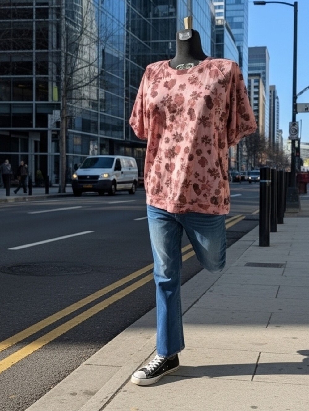 Sonoma Goods for Life Pinkish Floral Short Sleeve Sweatshirt Size XL